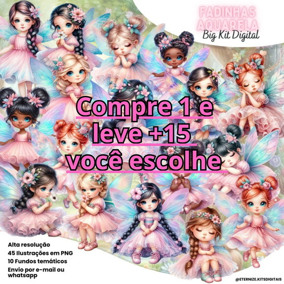 Kit Digital Fadinhas Aquarela #7143