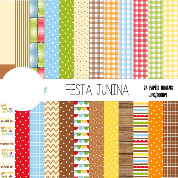Kit Digital Festa Junina - Papéis #2638