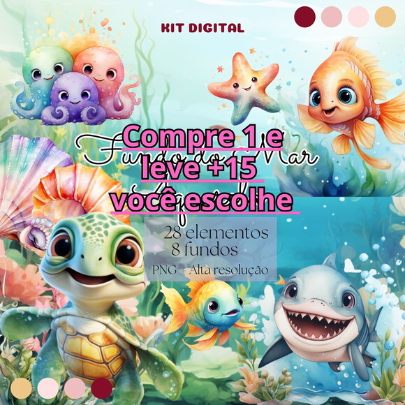 Kit Digital Fundo do Mar #6773