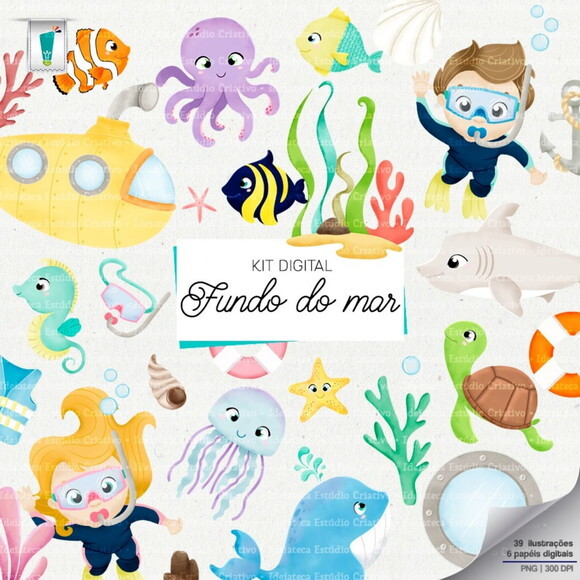 Kit Digital Fundo do Mar #6775