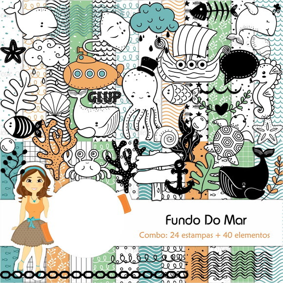Kit Digital Fundo do Mar #6774