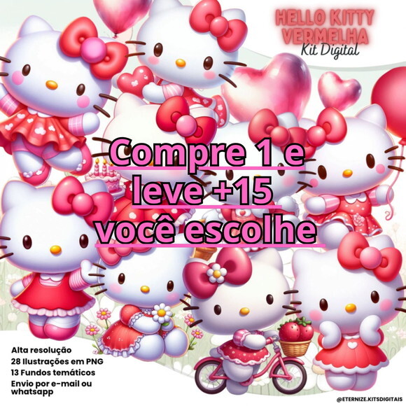 Kit Digital Hello Kitty Vermelha #7137