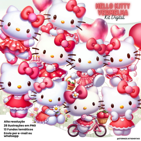 Kit Digital Hello Kitty Vermelha #7137