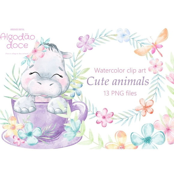 Kit Digital Hipopótamo Cute #631