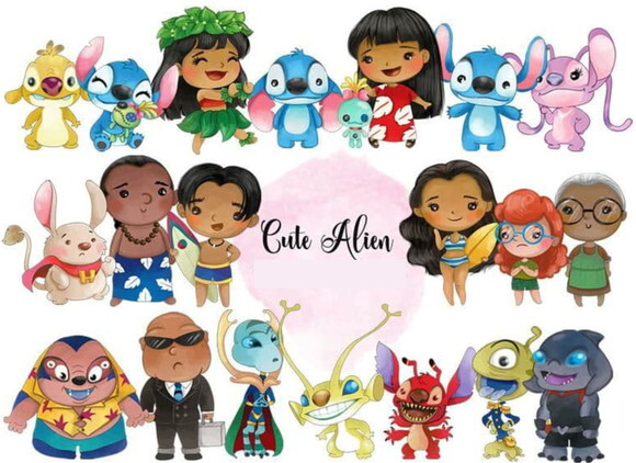Kit Digital Lilo Stitch Aquarelado #480