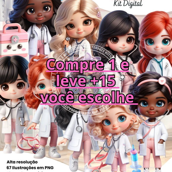 Kit Digital Mascotes Médicas #7112