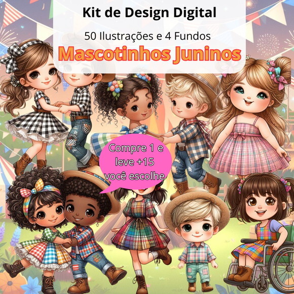 Kit Digital Mascotinhos Juninos #4769