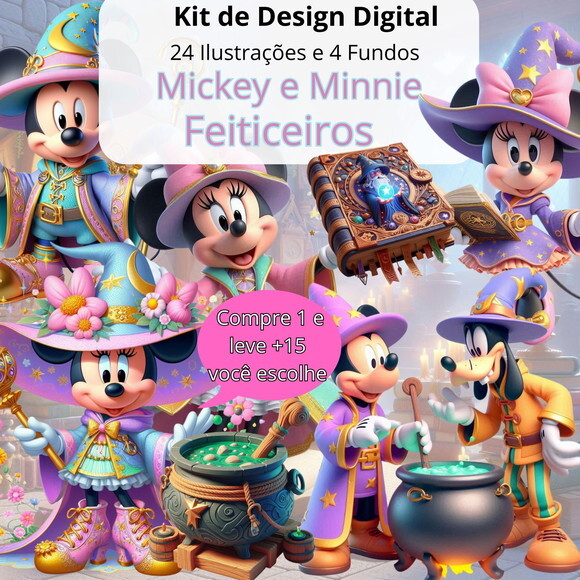 Kit Digital Mickey e Minnie Feiticeiros #4768