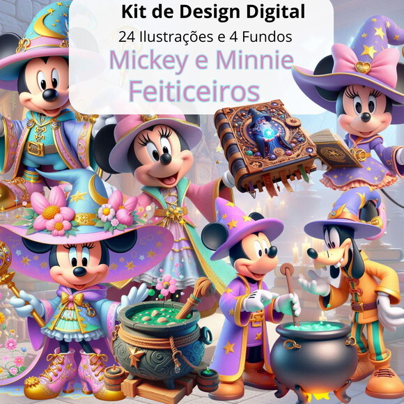 Kit Digital Mickey e Minnie Feiticeiros #4768