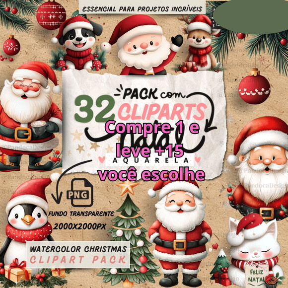 Kit Digital Natal Aquarela #5689