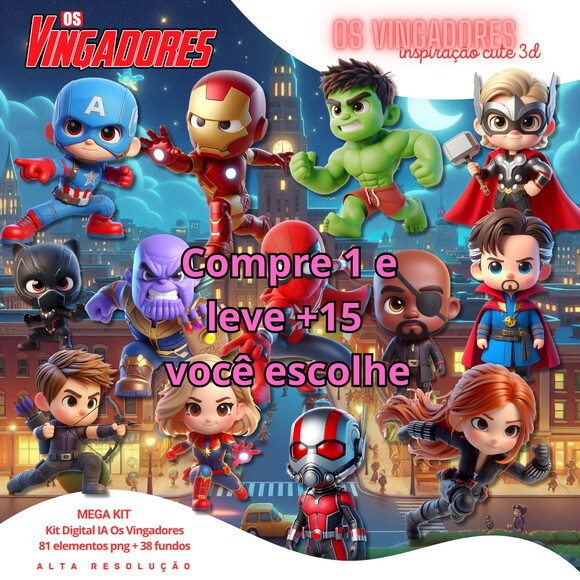 Kit Digital os Vingadores Cute #6405