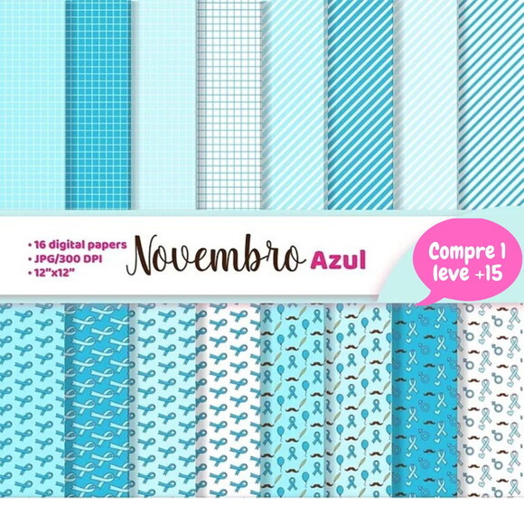 Kit Papel Digital Novembro Azul #3496