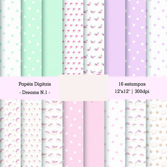 Papel Digital Abstrato Cute - Dreams #2714