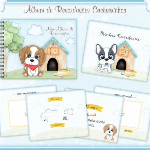 Álbum Recordações Bebê Cachorrinhos- Arquivo Digital #242