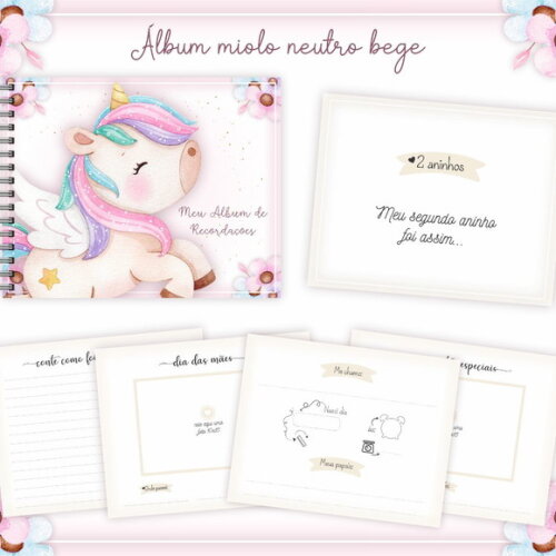 Álbum Recordações Bebê Neutro Bege - Arquivo Digital #246