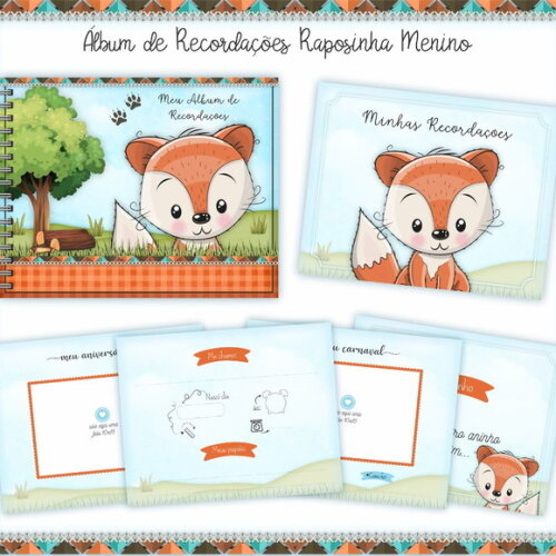 Álbum Recordações Bebê Raposinha Menino Arquivo Digital #248