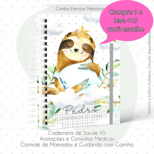 Arquivo Caderneta e Livro do Bebê Bicho Preguiça #4320