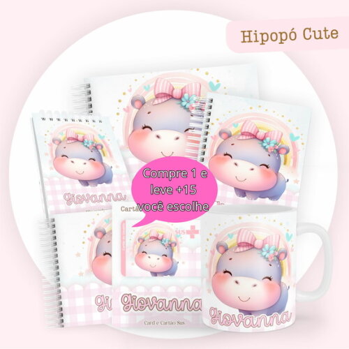 Arquivo Caderneta e Livro do Bebe Hipopó Cute #3857