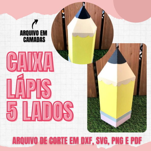 Arquivo de Corte Caixa Lápis 5 Lados #6795