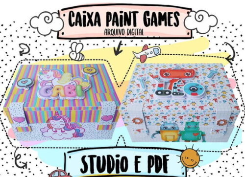 Arquivo de Corte Caixa Paint Games Robo Unicornio #3189