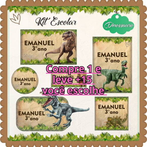 Arquivo de Corte Etiqueta Escola Dinossauro #6136