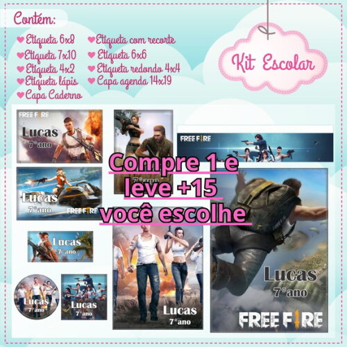Arquivo de Corte Etiqueta Escola Free Fire #6146