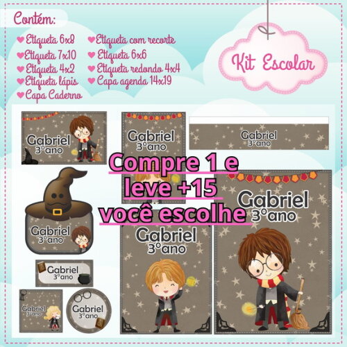 Arquivo de Corte Etiqueta Escola Harry Potter #6140