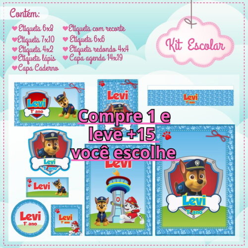 Arquivo de Corte Etiqueta Escola Patrulha Canina #6141
