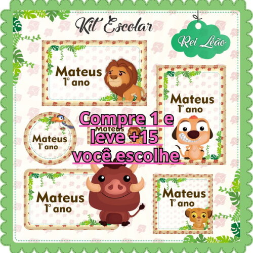 Arquivo de Corte Etiqueta Escola Rei Leão #6145