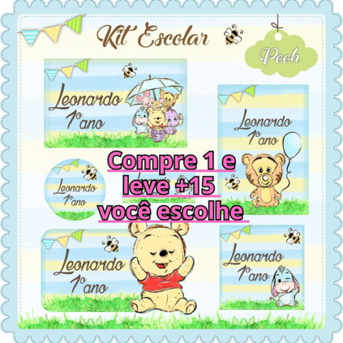 Arquivo de Corte Etiqueta Escola Ursinho Pooh #6143