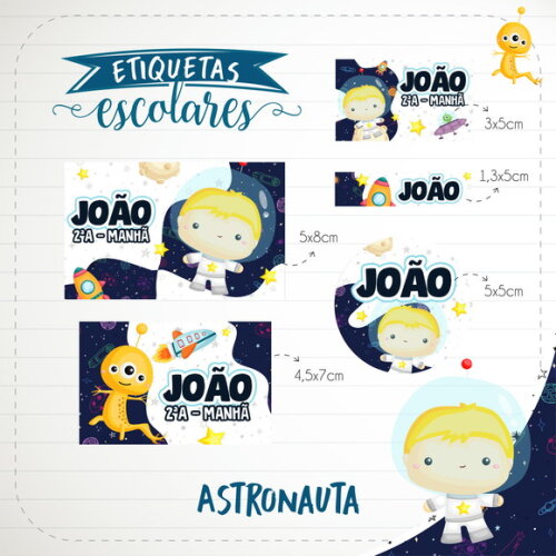 Arquivo de Corte Etiqueta Escolar Astronauta #1856