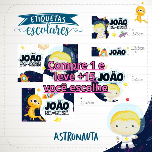 Arquivo de Corte Etiqueta Escolar Astronauta #1856