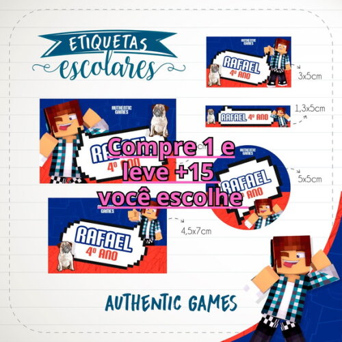 Arquivo de Corte Etiqueta Escolar Authentic Games #1855