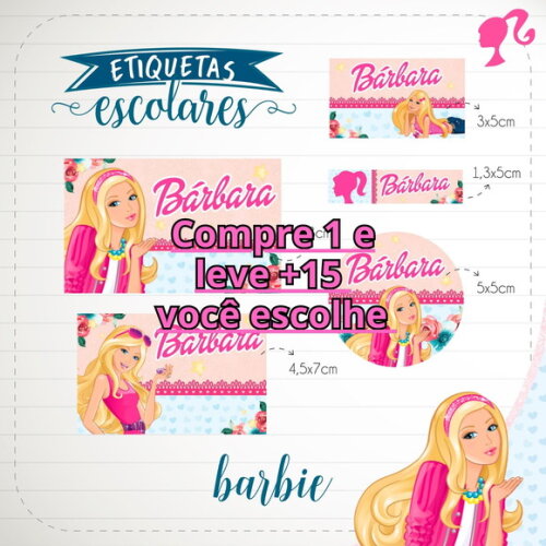Arquivo de Corte Etiqueta Escolar Barbie #1852