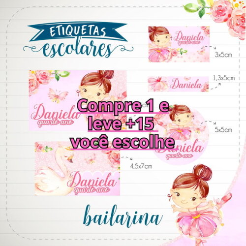Arquivo de Corte Etiqueta Escolar Bailarina #1853