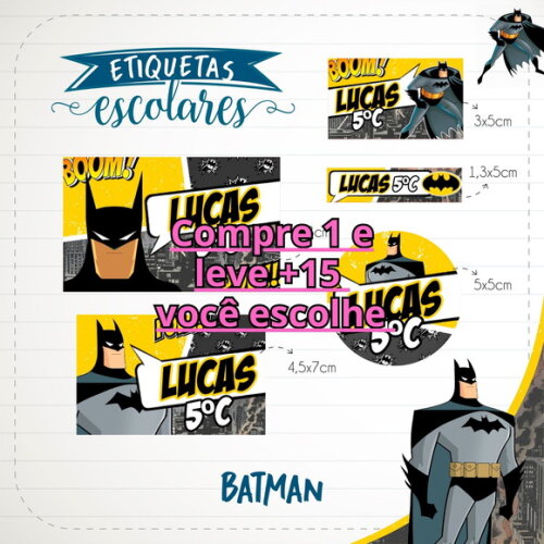 Arquivo de Corte Etiqueta Escolar Batman #1851