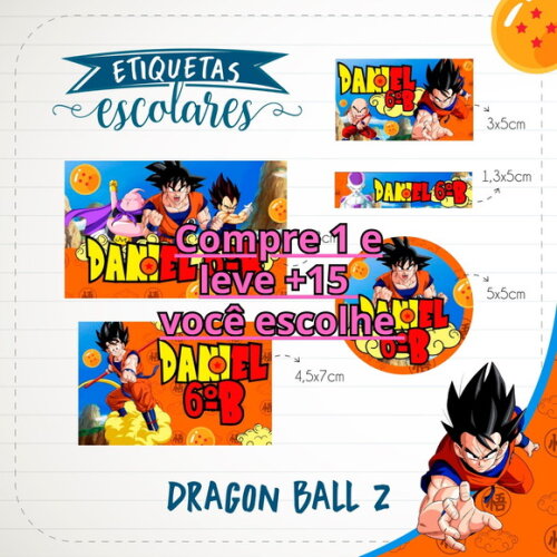 Arquivo de Corte Etiqueta Escolar Dragon Ball Z #1847
