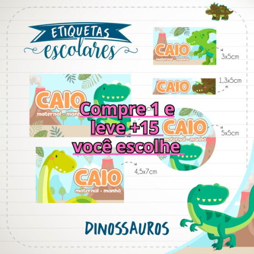 Arquivo de Corte Etiqueta Escolar Dinossauros #1848