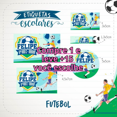 Arquivo de Corte Etiqueta Escolar Futebol #1841