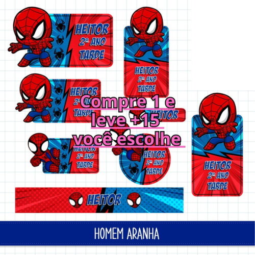 Arquivo de Corte Etiqueta Escolar Homem Aranha #6243