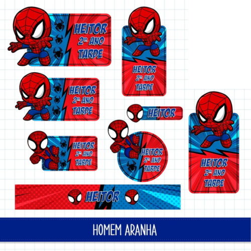 Arquivo de Corte Etiqueta Escolar Homem Aranha #6243
