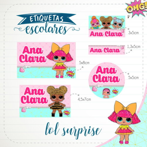Arquivo de Corte Etiqueta Escolar Lol Surprise #1834