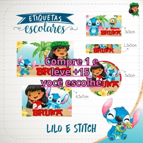 Arquivo de Corte Etiqueta Escolar Lilo e Stitch #1835