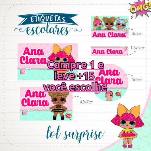 Arquivo de Corte Etiqueta Escolar Lol Surprise #1834