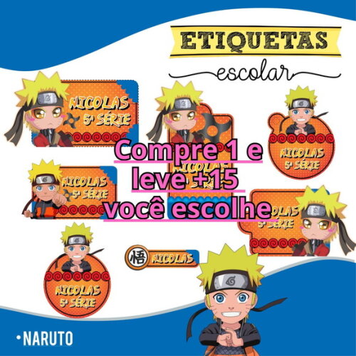 Arquivo de Corte Etiqueta Escolar Naruto #6708