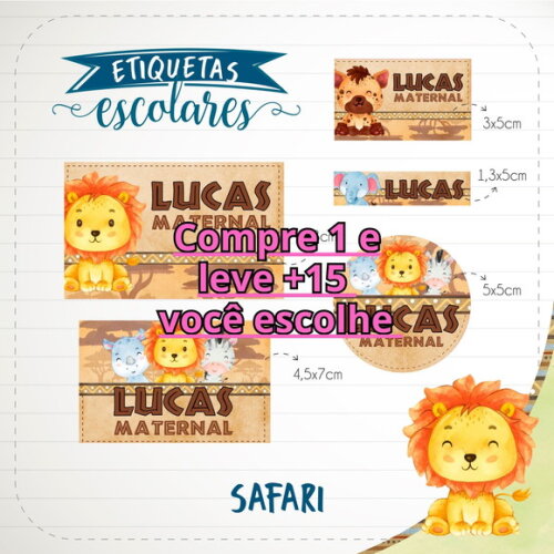 Arquivo de Corte Etiqueta Escolar Safari #1781