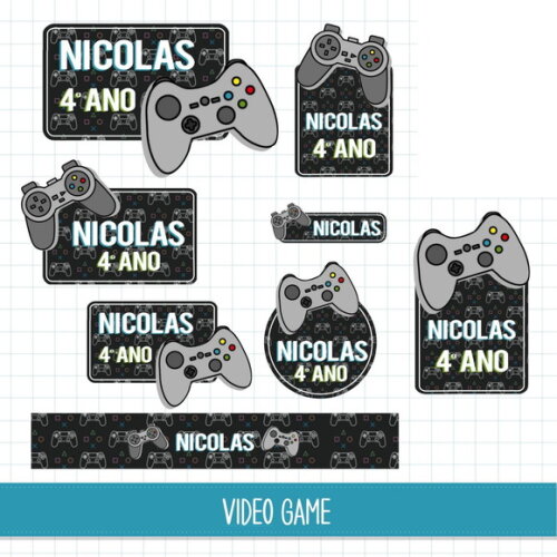 Arquivo de Corte Etiqueta Escolar Vídeo Game #6245