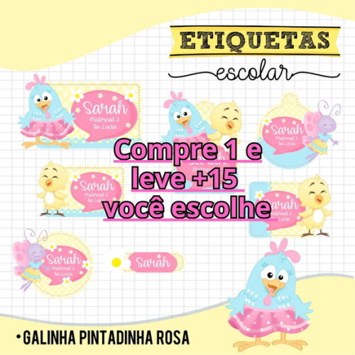 Arquivo de Corte Etiquetas Galinha Pitadinha Rosa #6716