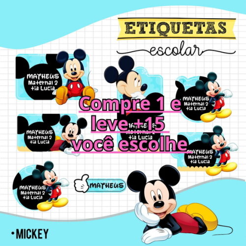 Arquivo de Corte Etiquetas Mickey #6711