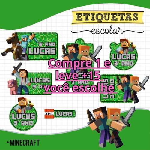 Arquivo de Corte Etiquetas Minecraft #6710